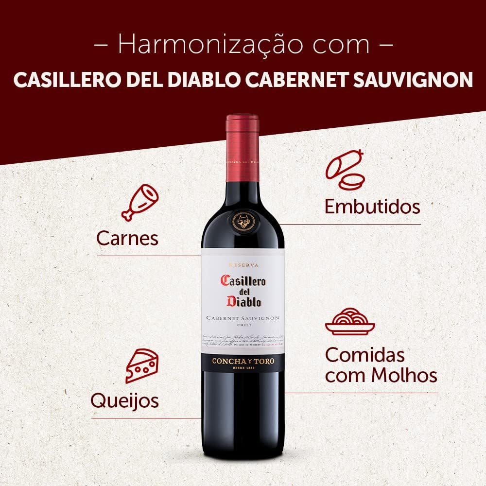 KIT com 6 Vinhos Concha y Toro Casillero Del Diablo Cabernet Sauvignon 750ml