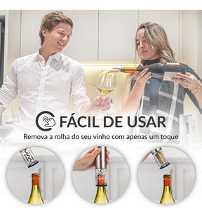 Kit Abridor De Vinho Elétrico Automático Momo Lifestyle Cor Prateado